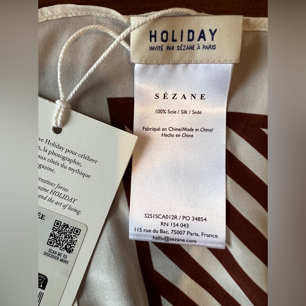 Sezane Cléophée Scarf - Sézane X Holiday Ecru And Coffee Stripes - Size TU - Picture 5 of 6